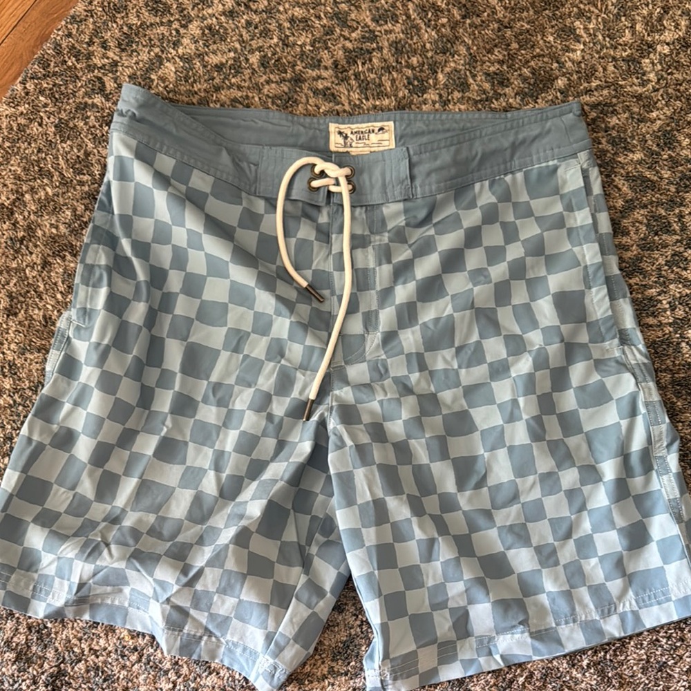 Men's Blue Checkered Swim Shorts